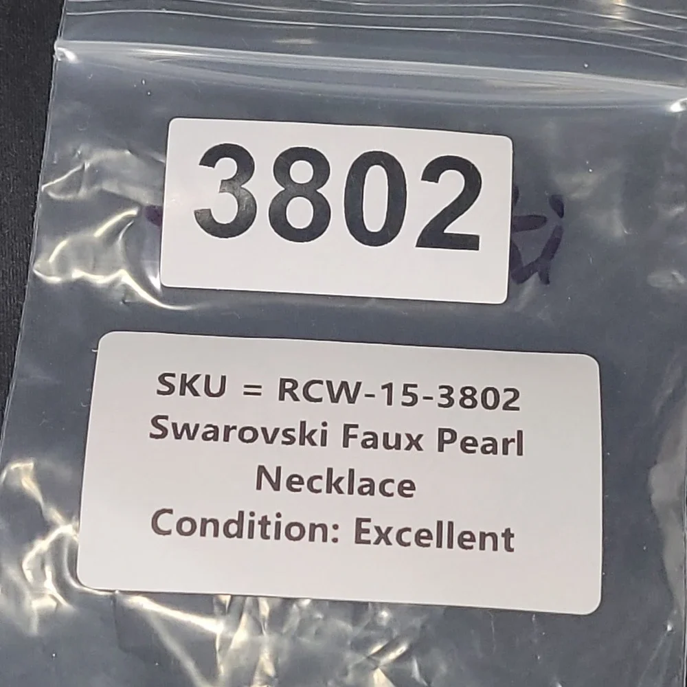 Swarovski Faux Pearl Necklace Women Silver Tone Crystal Swan Charm Pendant